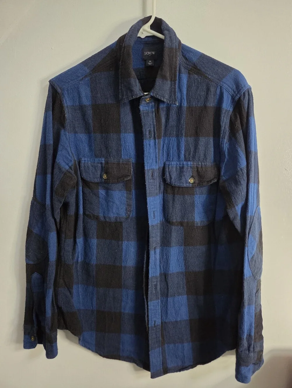 J Crew Flannel Shirt Size Medium. Black And Blue Buffalo Check